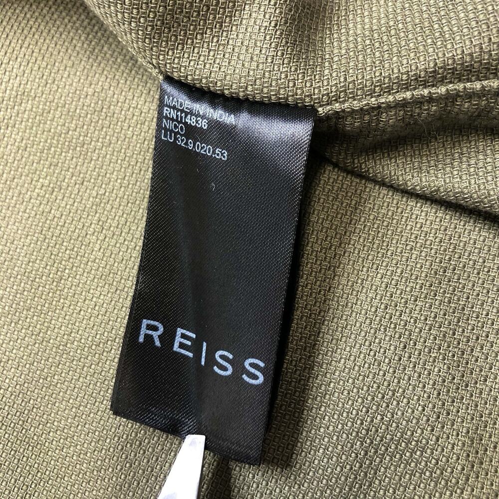 Reiss Men’s Nico Cotton Press Stud Overshirt Small Olive Green 100% Cotton - Picture 6 of 10